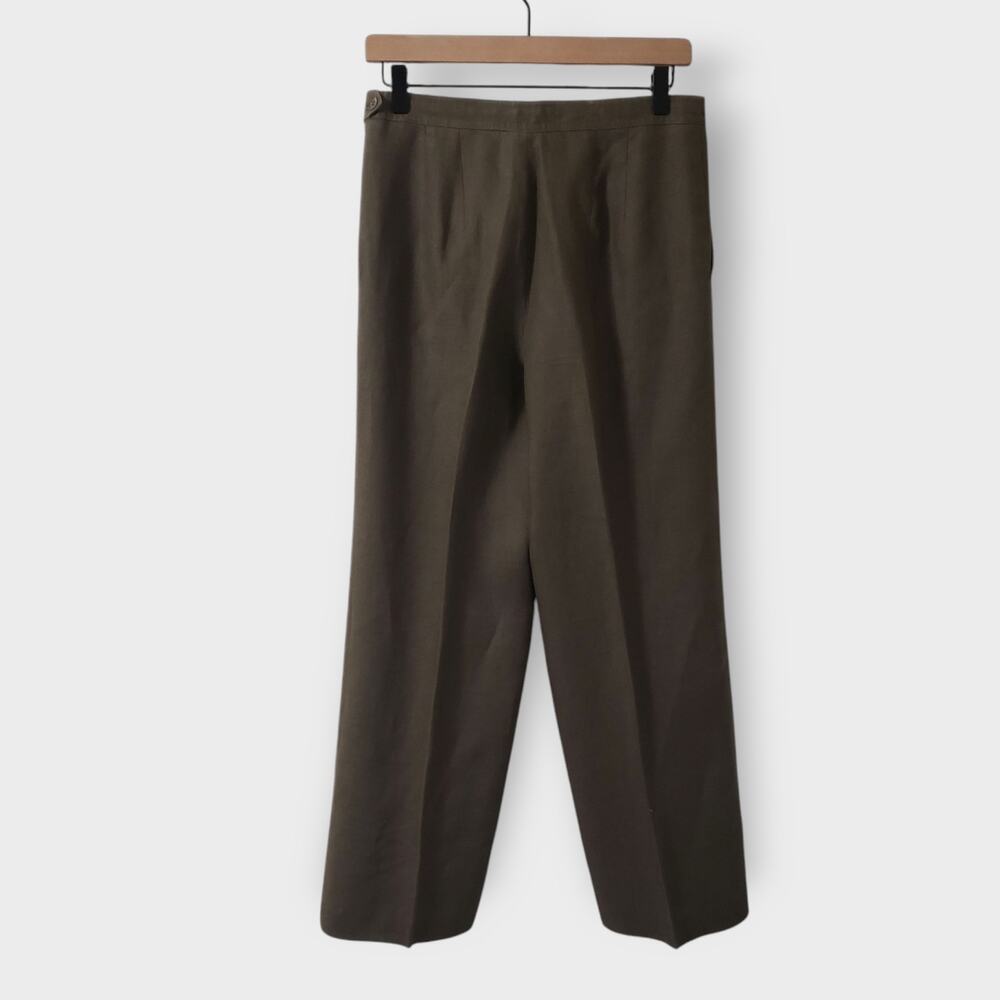 Talbots Petites Irish Linen Trouser Pants Green Sz 8P Straight Leg Career Work - Picture 5 of 10